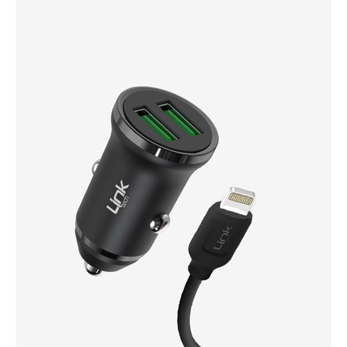 Linktech C482 12W Lightning Kablolu Araç Şarj Aleti