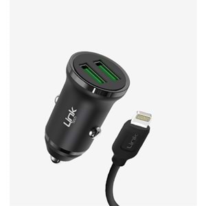 Linktech C482 12W Lightning Kablolu Araç Şarj Aleti
