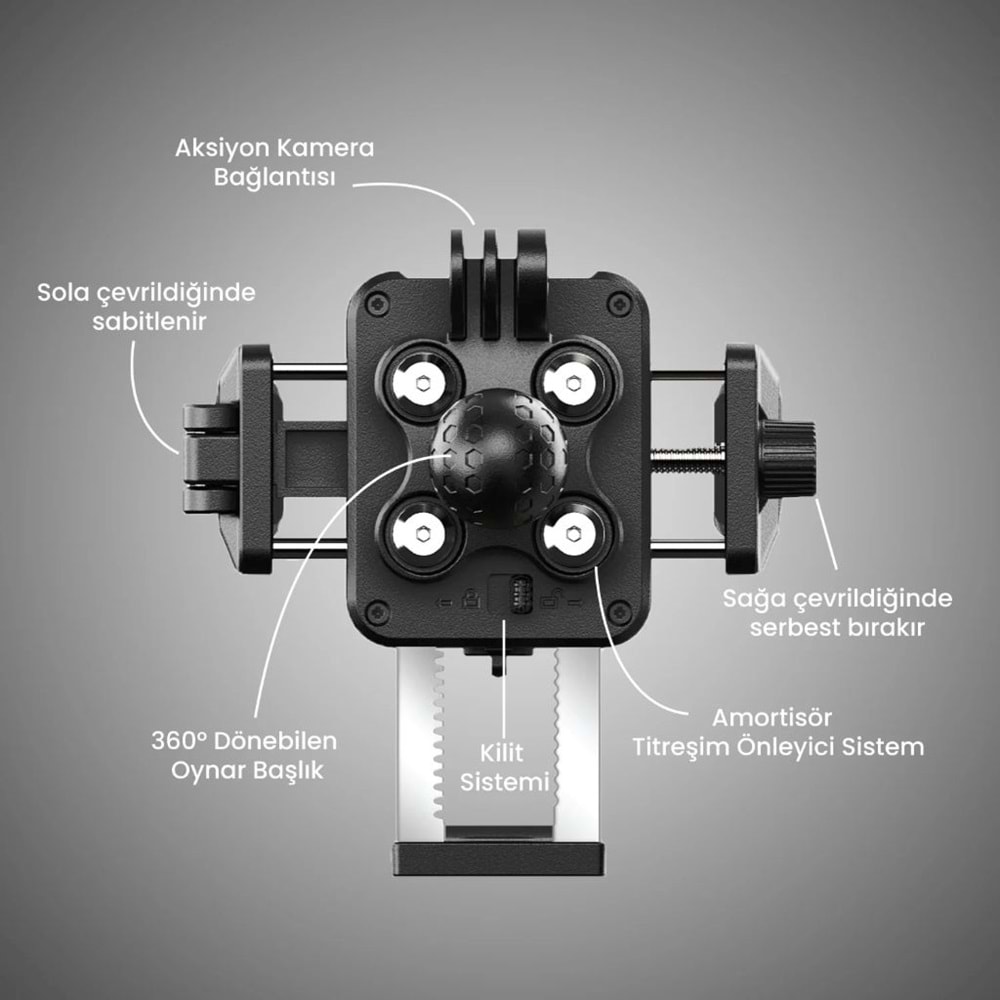 BİX BPH04 Gidon Bağlantılı Motosiklet Bisiklet Telefon Tutucu