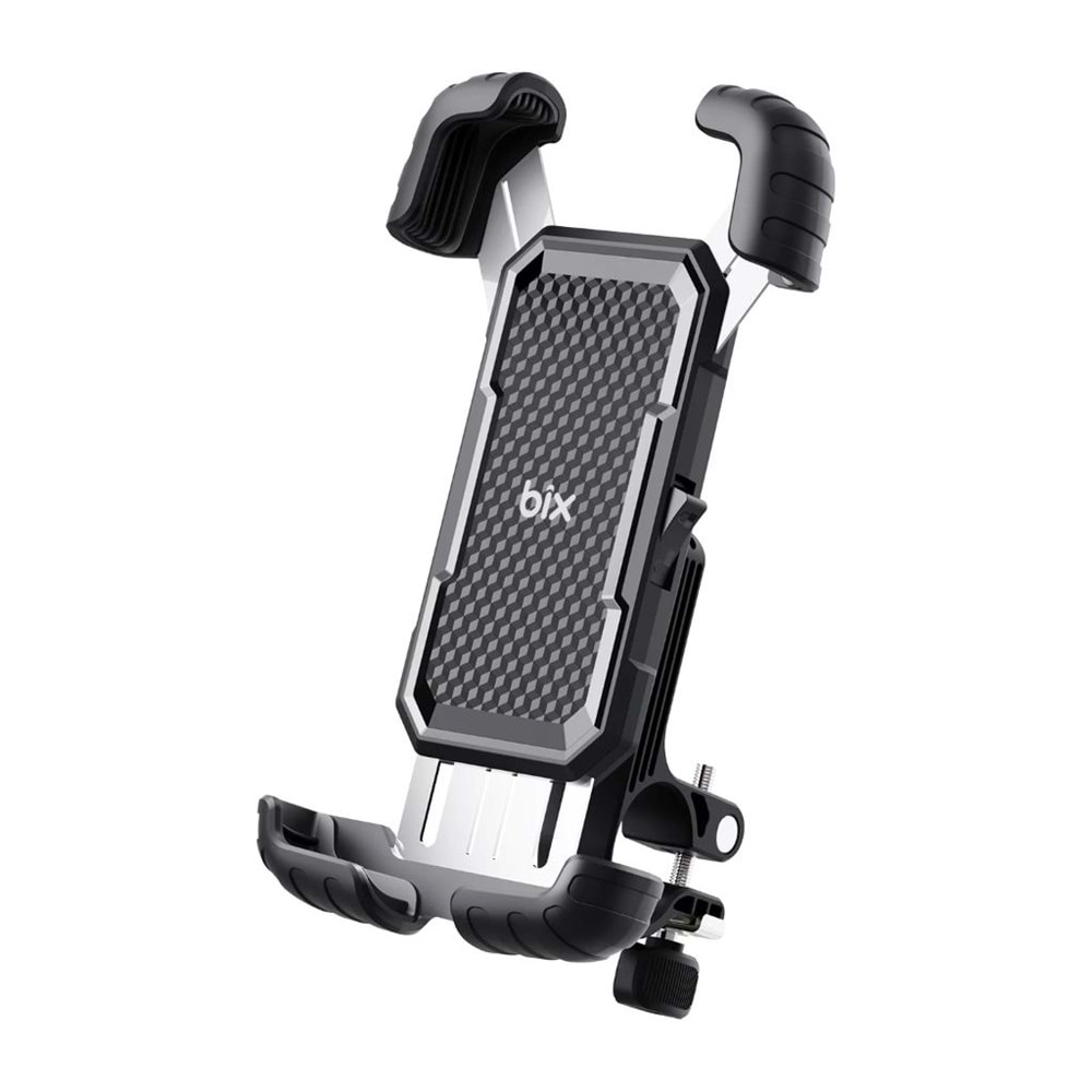 BİX BPH02 360° Derece Ayarlanabilen Gidon Bağlantılı Bisiklet Motosiklet için ABS Telefon Tutucu