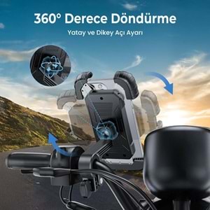 BİX BPH02 360° Derece Ayarlanabilen Gidon Bağlantılı Bisiklet Motosiklet için ABS Telefon Tutucu