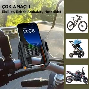BİX BPH01 Gidon Bağlantılı Bisiklet Motosiklet için Esnek ABS Telefon Tutucu 360° Dönebilen Tasarım