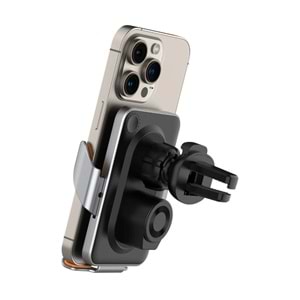 BİX BXCH9 Kablosuz Hızlı Şarj Destekli Ultra İnce Metal Gövdeli 360 Derece Ayarlanabilen Araç içi Telefon Tutucu Gri