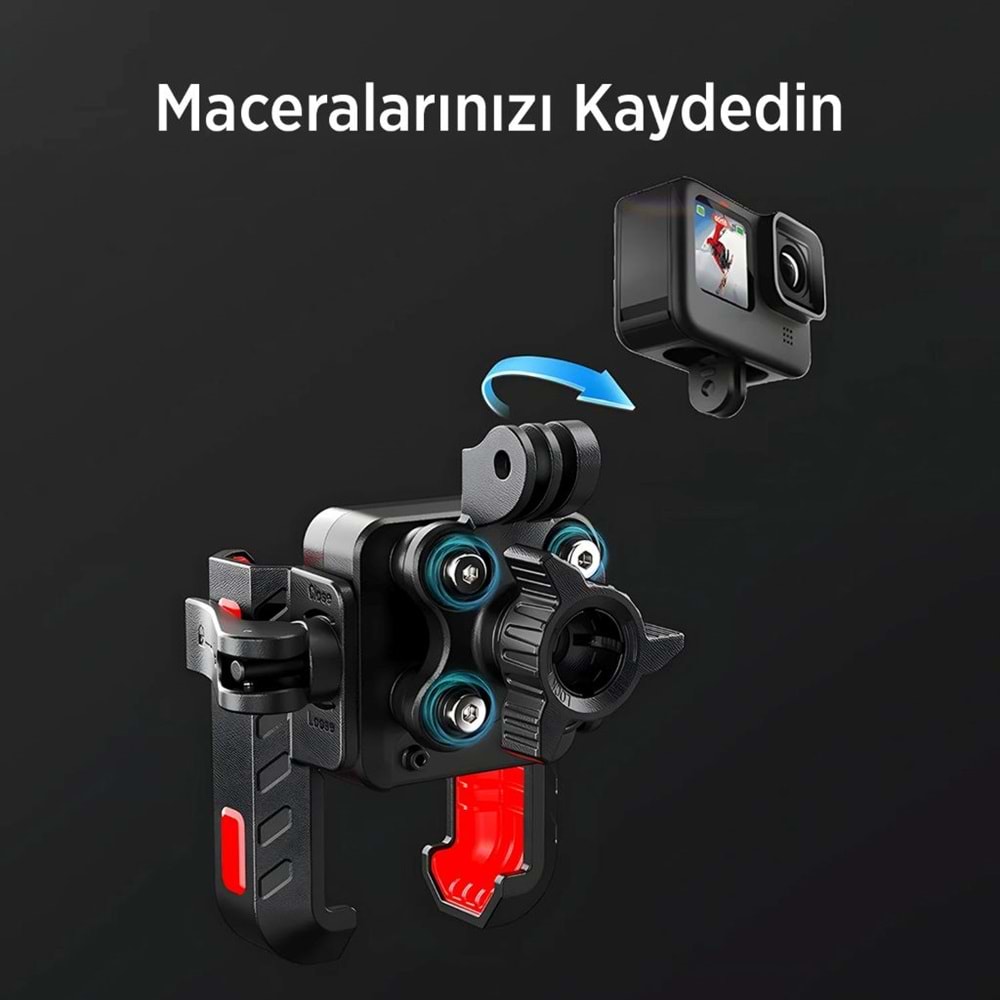 BİX BPH03 Gidon Bağlantılı 360° Derece Motosiklet Bisiklet Telefon Tutucu