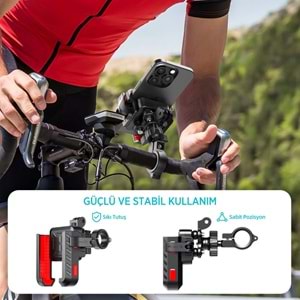 BİX BPH03 Gidon Bağlantılı 360° Derece Motosiklet Bisiklet Telefon Tutucu